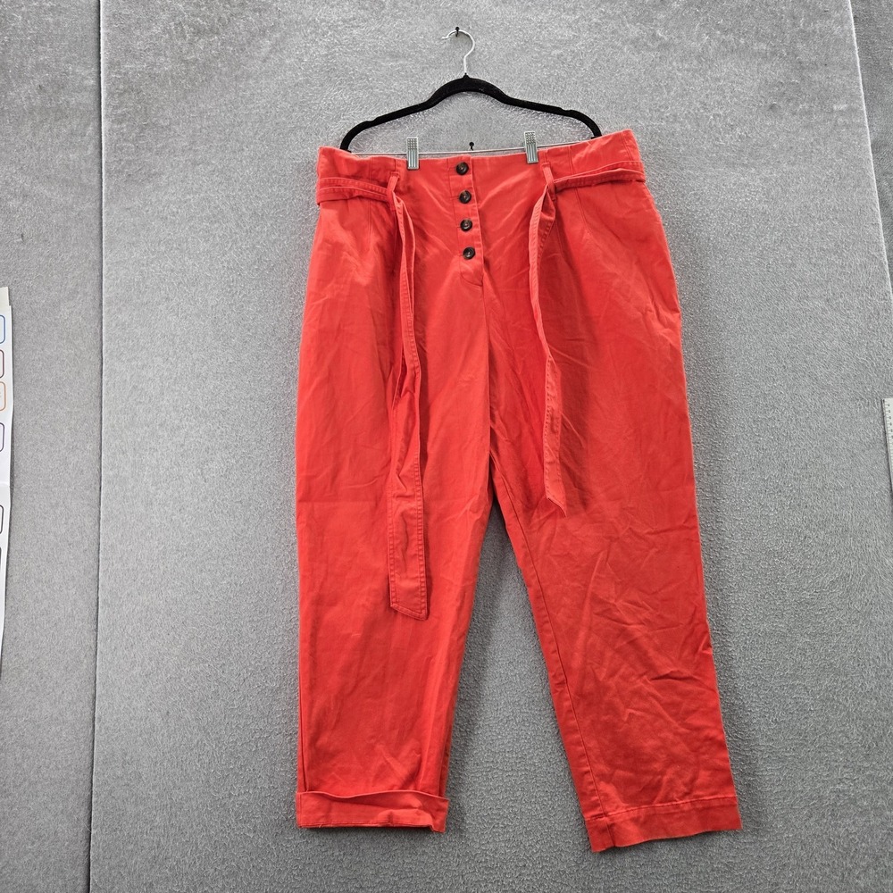 Boden Womenβ Pants US 20 Orange Chino High Tie Waist Tapered Button 25" Inseam